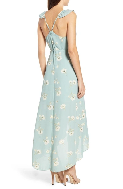 Shop June & Hudson Faux Wrap Dress In Sage Yellow