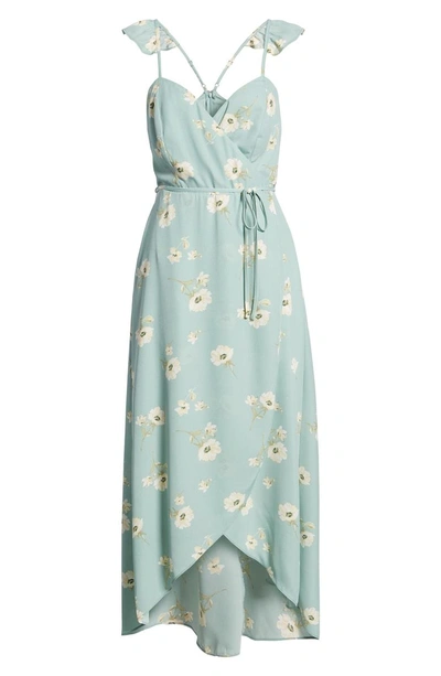 Shop June & Hudson Faux Wrap Dress In Sage Yellow