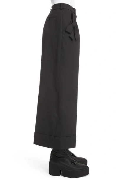 Shop Simone Rocha Bow Pocket Wide Leg Stretch Wool Pants In Black