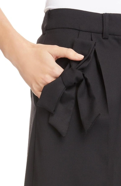 Shop Simone Rocha Bow Pocket Wide Leg Stretch Wool Pants In Black