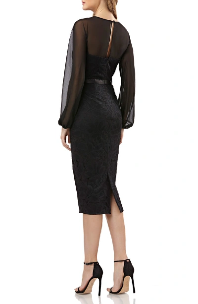 Shop Kay Unger Chiffon & Lace Sheath Dress In Black