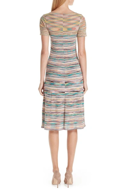 Shop Missoni Stripe Wool Blend Dress In Multi