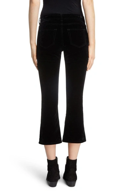 Shop Saint Laurent Stretch Velvet Crop Pants In Black Rinse