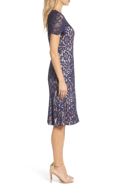 Shop Eliza J Lace Midi Dress In Navy