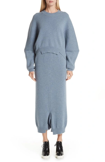 Shop Stella Mccartney Cutout Hem Wool & Alpaca Sweater In Dusty Heaven Blue