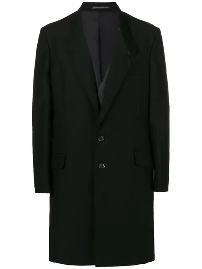 Shop Yohji Yamamoto Long Single-breasted Coat - Black