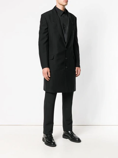 Shop Yohji Yamamoto Long Single-breasted Coat - Black