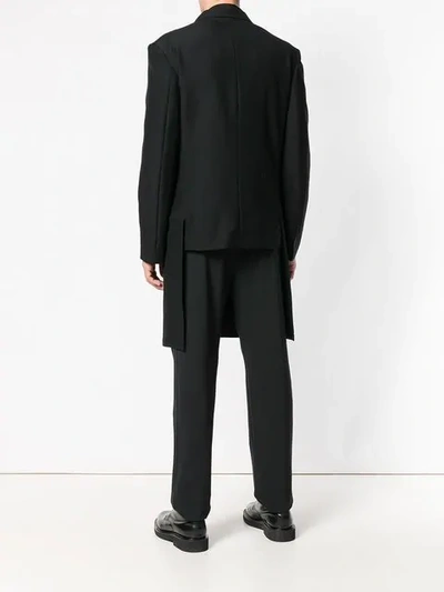 Shop Yohji Yamamoto Long Single-breasted Coat - Black