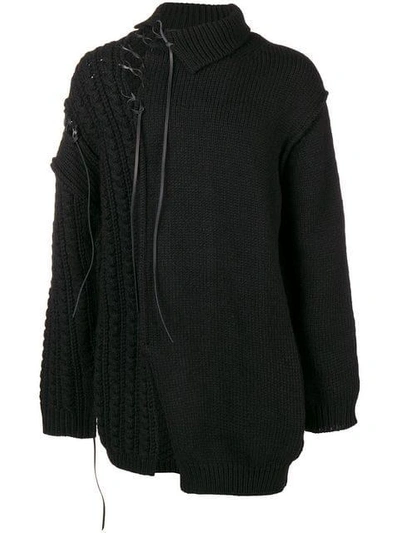 Shop Yohji Yamamoto Asymmetric Knit Jumper In Black