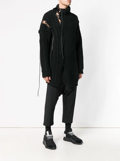 Shop Yohji Yamamoto Asymmetric Knit Jumper In Black