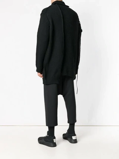 Shop Yohji Yamamoto Asymmetric Knit Jumper In Black