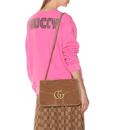 Shop Gucci Gg Marmont Medium Shoulder Bag In Brown