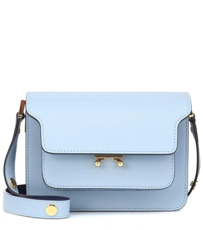 Shop Marni Trunk Mini Leather Shoulder Bag In Blue