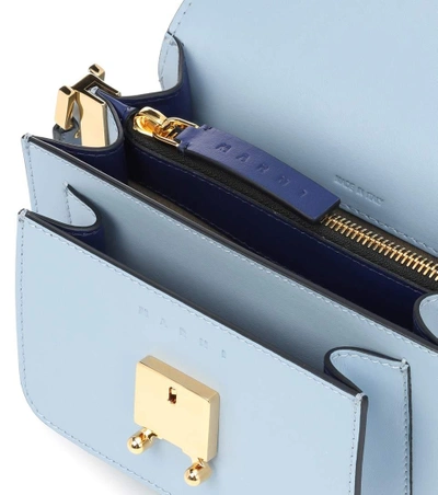 Shop Marni Trunk Mini Leather Shoulder Bag In Blue