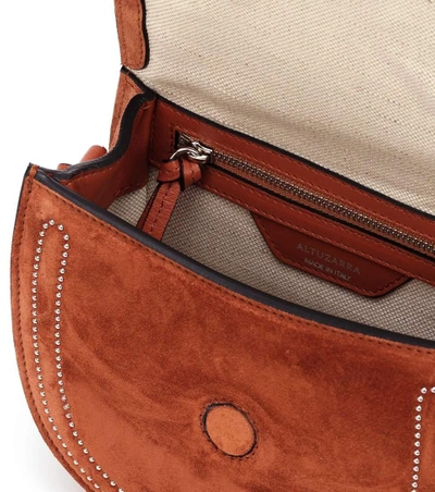 Shop Altuzarra Ghianda Saddle Suede Shoulder Bag In Brown