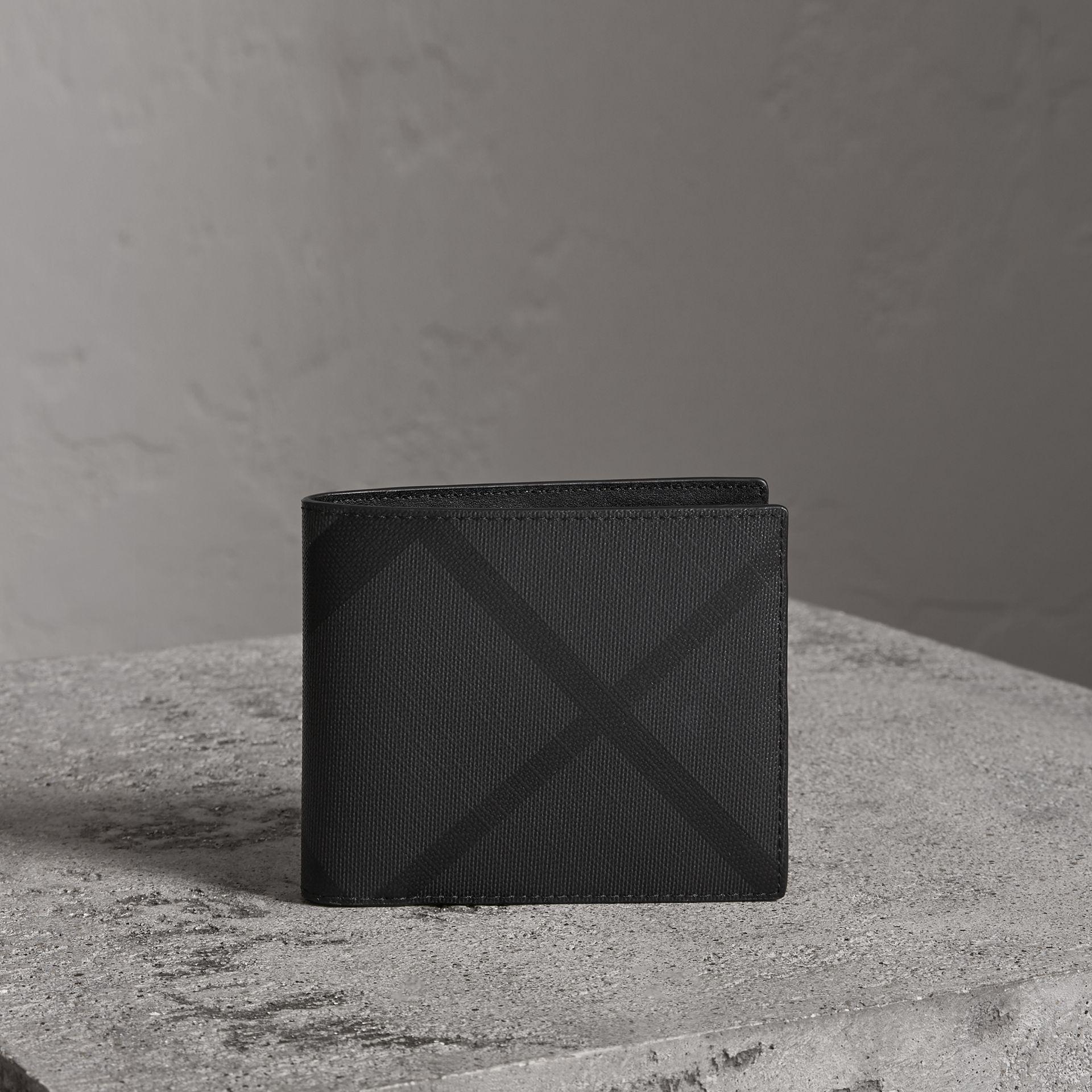 Burberry London Check Bifold Wallet With Removable Card Case In  Charcoal/black | ModeSens
