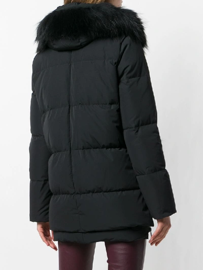 Shop Max & Moi Fur Hooded Puffer Jacket - Black
