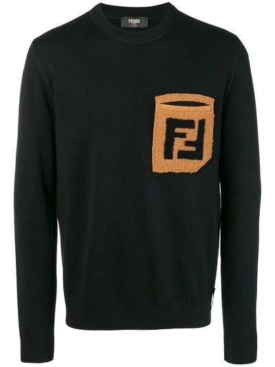 Shop Fendi Contrasting Pocket Sweatshirt - Black