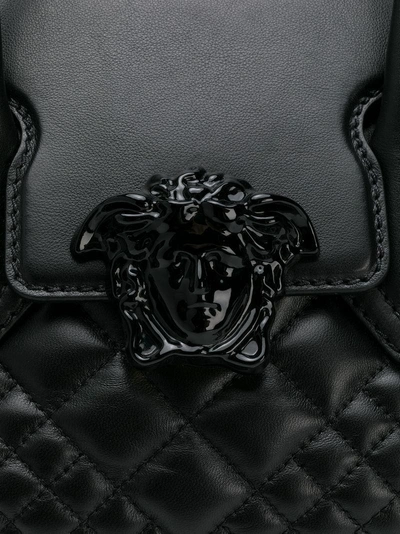 Shop Versace Quilted Medusa Logo Shoulder Bag - Black