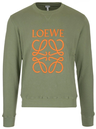 Shop Loewe Embroidered Sweatshirt In Green