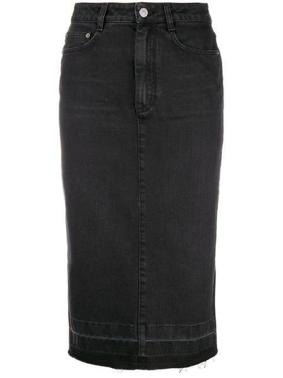 Shop Givenchy Raw Hem Denim Pencil Skirt In Black