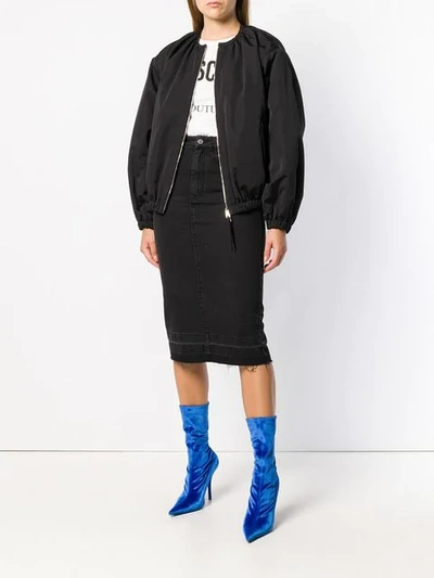 Shop Givenchy Raw Hem Denim Pencil Skirt In Black