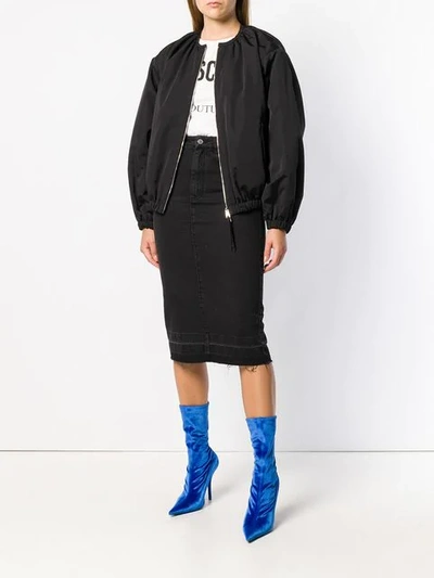 Givenchy Raw Hem Denim Pencil Skirt In Black