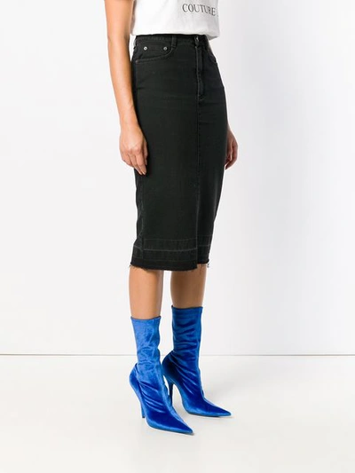 Shop Givenchy Raw Hem Denim Pencil Skirt In Black