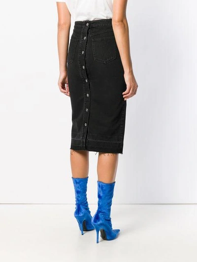 Shop Givenchy Raw Hem Denim Pencil Skirt In Black