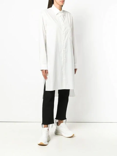 Shop Y-3 Tunic Length Collared Shirt - White