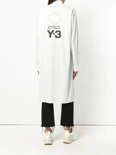 Shop Y-3 Tunic Length Collared Shirt - White