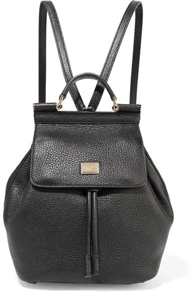 Shop Dolce & Gabbana Sicily Small Textured-leather Backpack In Black
