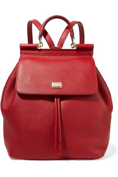 Shop Dolce & Gabbana Sicily Medium Textured-leather Backpack In Red