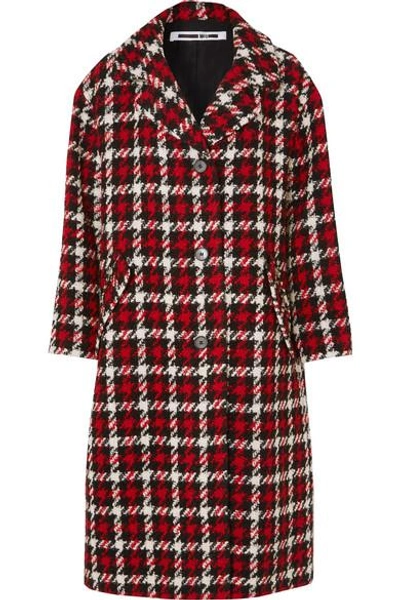 Shop Mcq By Alexander Mcqueen Oversized Checked Wool-blend Bouclé Coat In Red