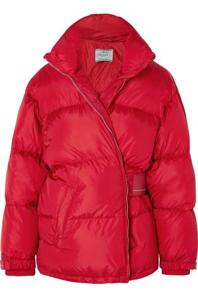 Shop Prada Cropped Quilted Shell Down Jacket In Red