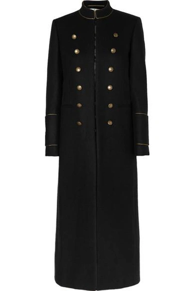 Shop Saint Laurent Wool-felt Coat In Black