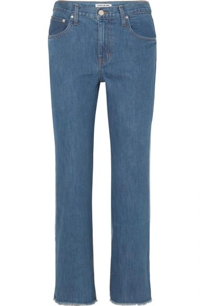 Shop Elizabeth And James Holden Two-tone High-rise Straight-leg Jeans In Mid Denim