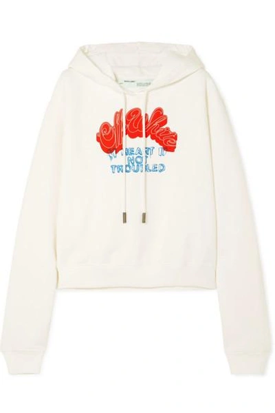 Shop Off-white Printed Cotton-jersey Hoodie In White