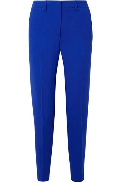 Shop Akris Wool-blend Tapered Pants In Bright Blue