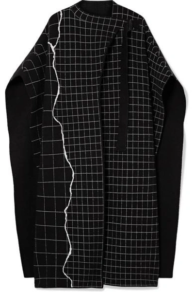 Shop Akris Reversible Checked Cashmere-blend Cape In Black