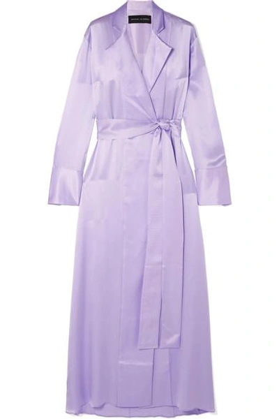 Shop Michael Lo Sordo Belted Silk-satin Maxi Dress In Lilac