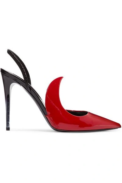 Shop Matteo Mars Naked Ala Two-tone Patent-leather Slingback Pumps In Red