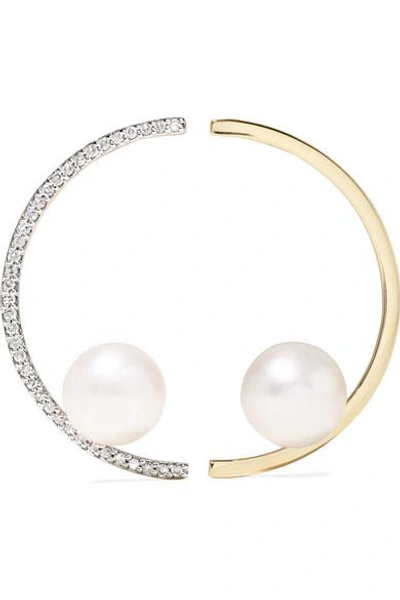Shop Mateo 14-karat Gold, Pearl And Diamond Earrings