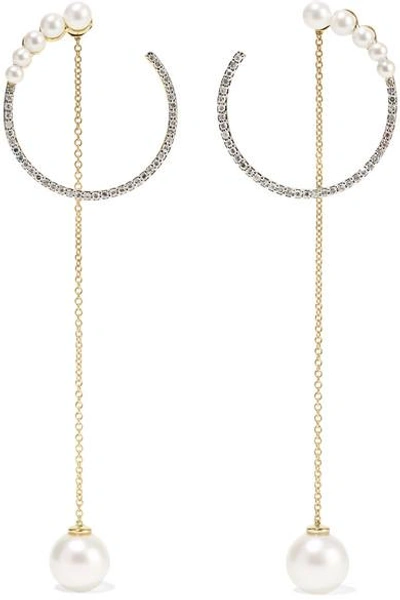 Shop Mateo 14-karat Gold, Pearl And Diamond Earrings