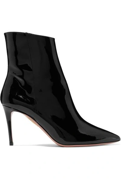 Shop Aquazzura Alma 85 Patent-leather Ankle Boots In Black