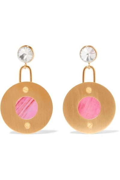 Shop Marni Gold-tone, Resin And Crystal Earrings In Pink