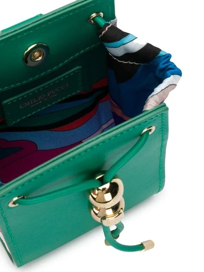 Shop Emilio Pucci Drawstring Box Wallet In Green