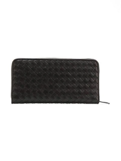 Shop Bottega Veneta Intrecciato Zip-around Wallet In Black