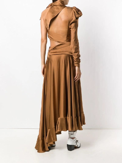 Shop Zimmermann Valiant Ruched One-shoulder Dress In Brown