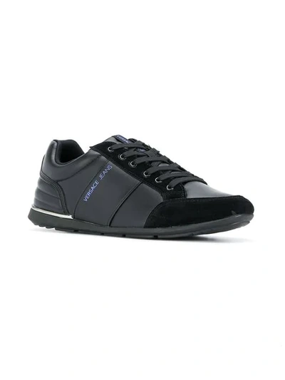 Shop Versace Jeans Paneled Low-top Sneakers - Black